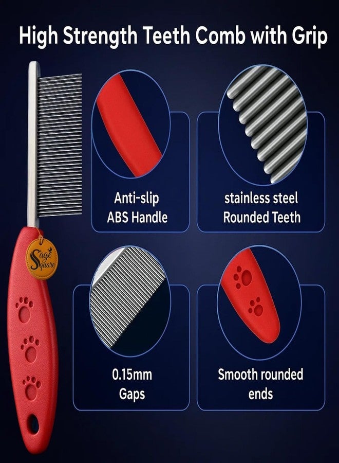 سايج سكوير مشط سيج سكوير للحيوانات الأليفة (الكلاب والقطط) | مشط تنظيف ذو وجه واحد بأسنان دقيقة من الفولاذ المقاوم للصدأ | أداة لفك التشابك، والتخلص من البراغيث، وإزالة الشعر المتساقط | مقبض مانع للانزلاق | مثالي للشعر القصير والطويل | 19 سم (عشوائي) - Image 4